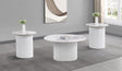 Rowena White 3-Piece Faux Marble Coffee and End Table Set by Coaster at Eve Furniture