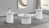 Rowena White 3-Piece Faux Marble Coffee and End Table Set by Coaster at Eve Furniture