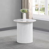 Rowena White Round Faux Marble Top End Table by Coaster at Eve Furniture