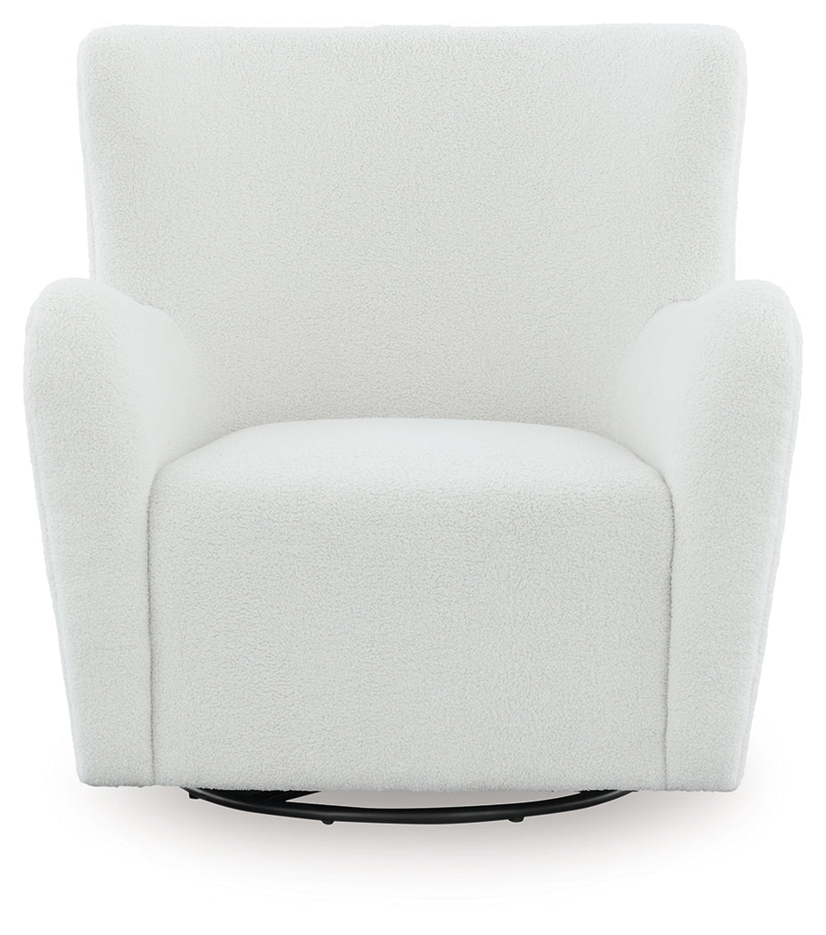 Rowenburg Cream Swivel Glider Accent Chair