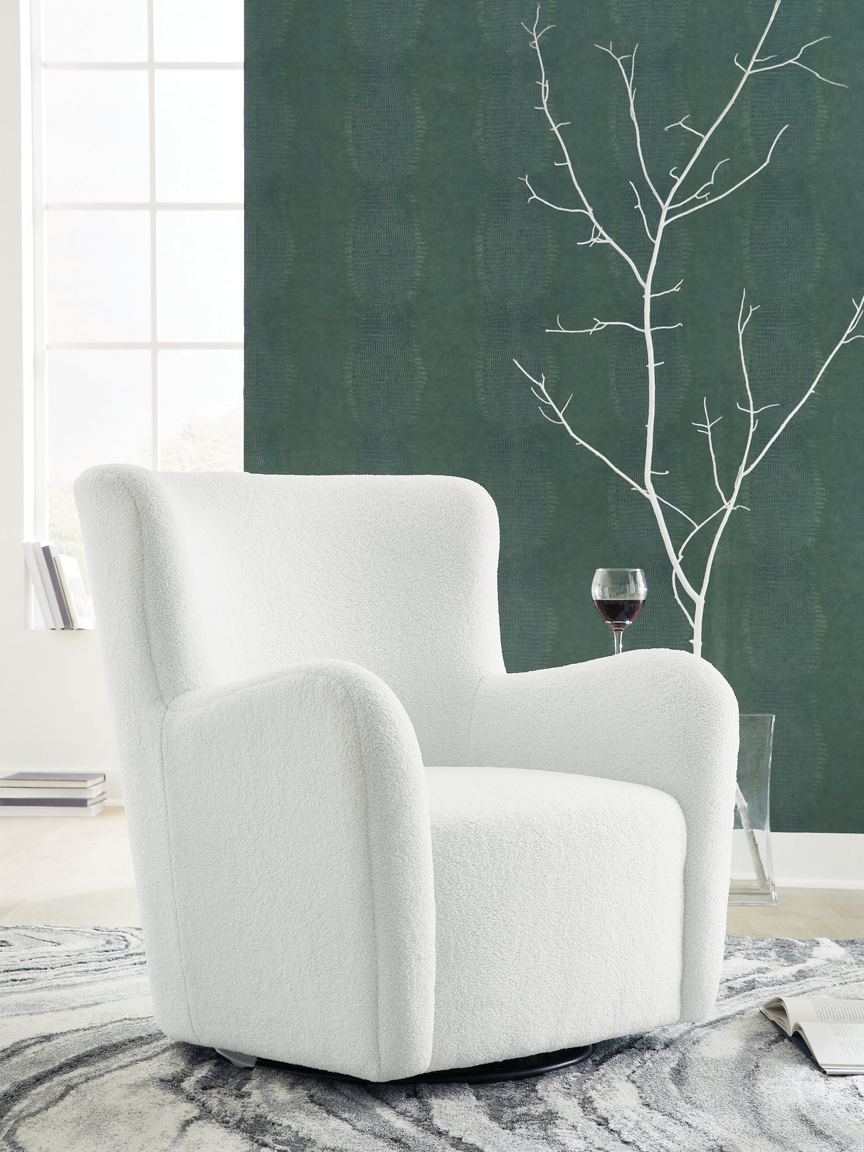 Rowenburg Cream Swivel Glider Accent Chair