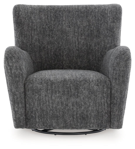 Rowenburg Heather Charcoal Swivel Glider Accent Chair by Ashley at Eve Furniture