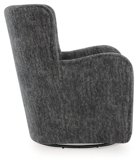 Rowenburg Heather Charcoal Swivel Glider Accent Chair by Ashley at Eve Furniture