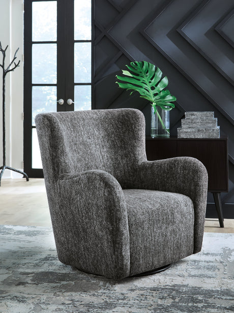 Rowenburg Heather Charcoal Swivel Glider Accent Chair by Ashley at Eve Furniture