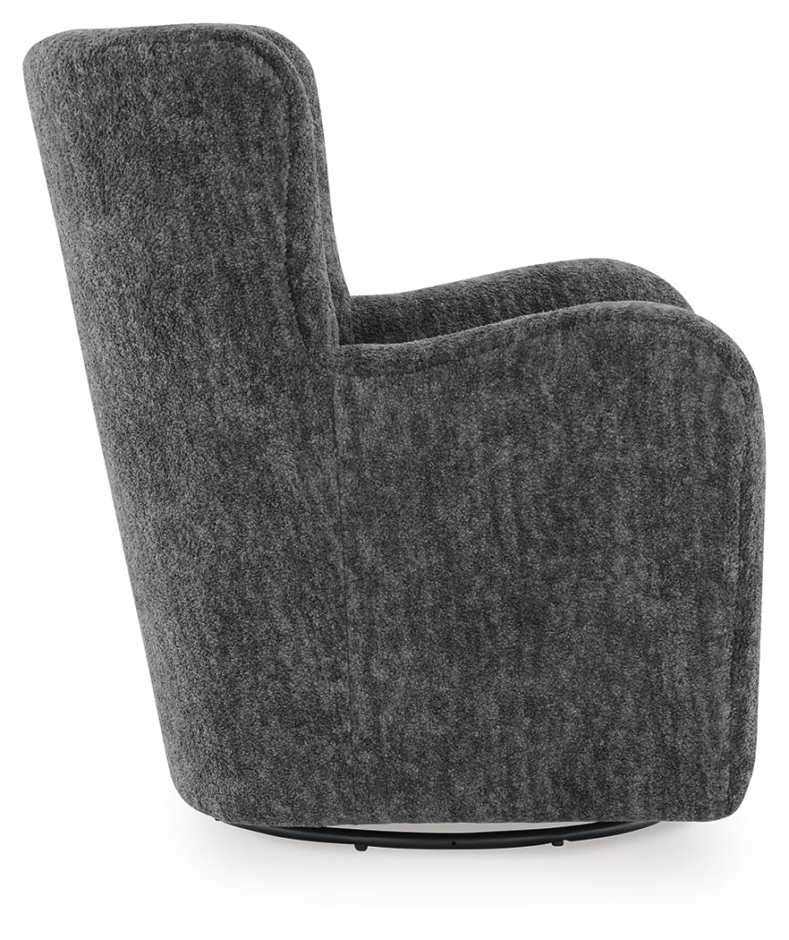 Rowenburg Heather Charcoal Swivel Glider Accent Chair