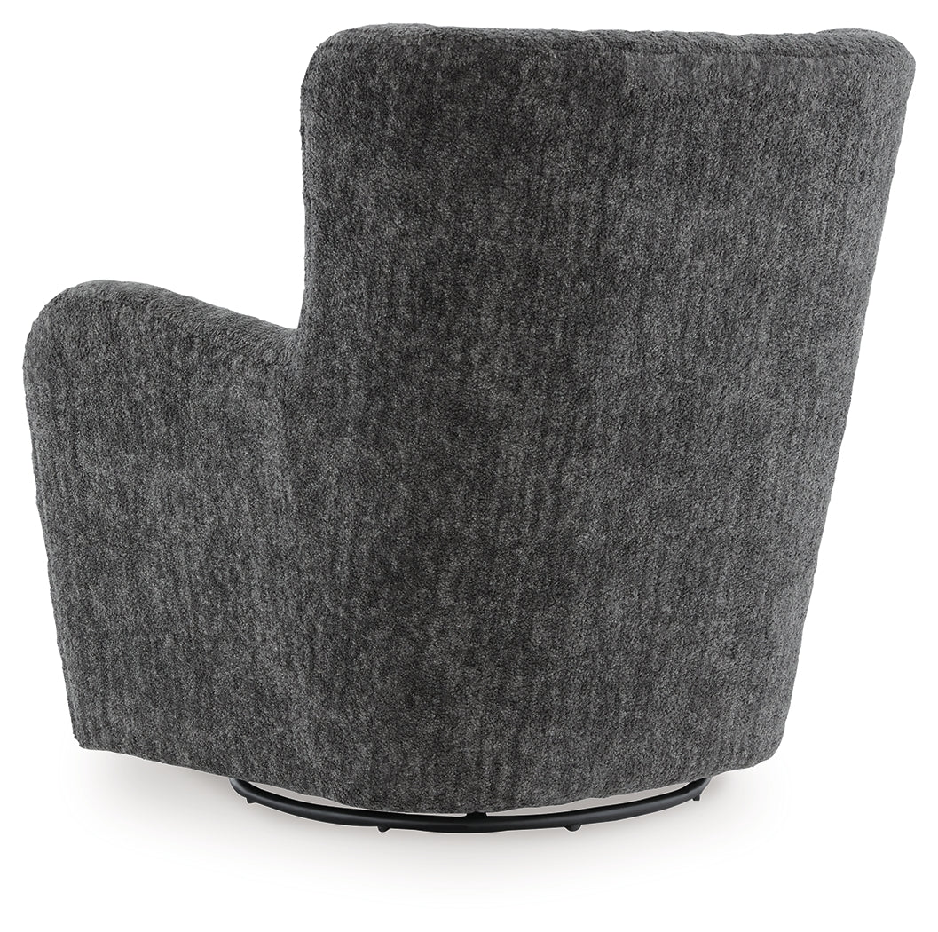 Rowenburg Heather Charcoal Swivel Glider Accent Chair