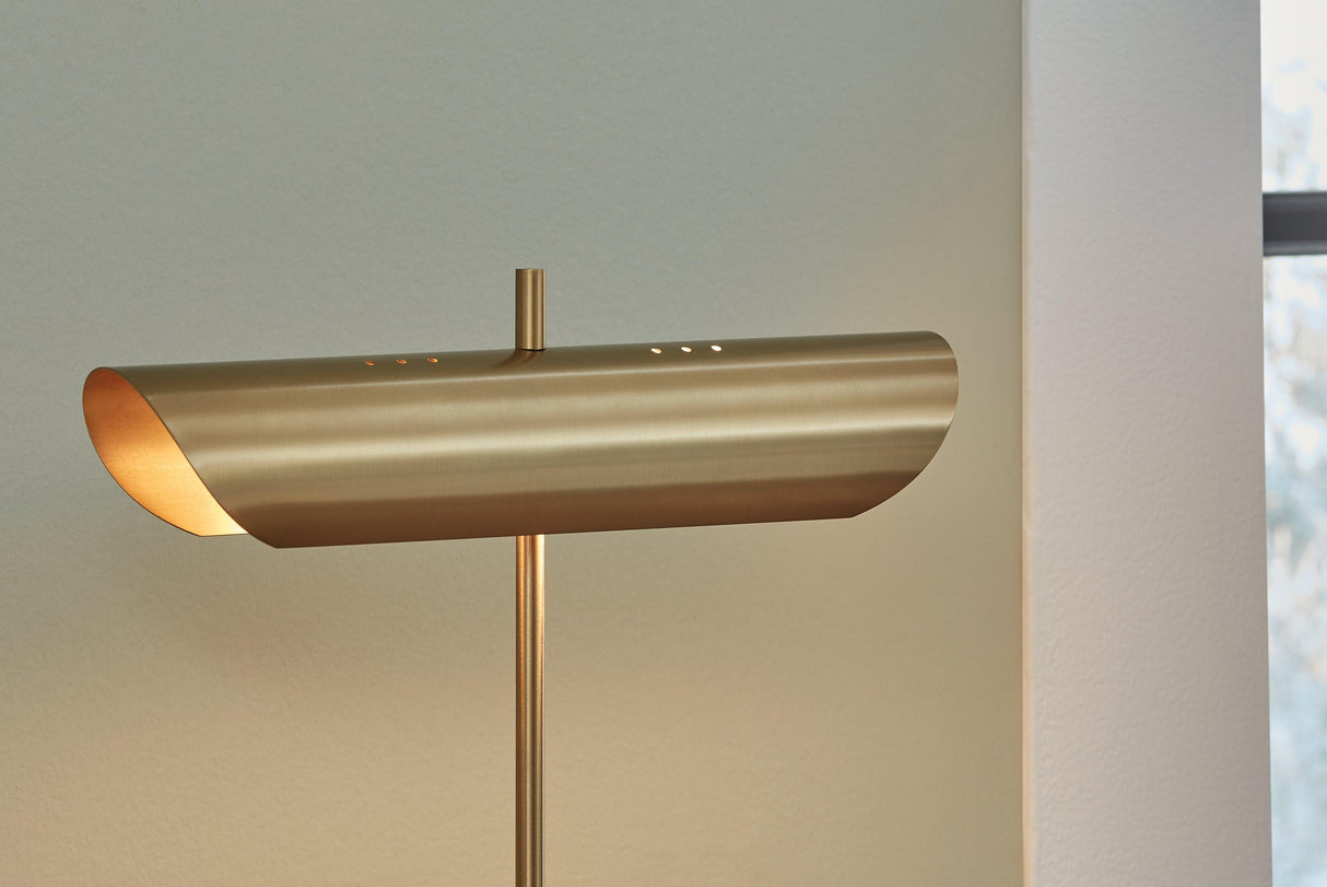 Rowleigh Gold Finish/White Desk Lamp by Ashley at Eve Furniture