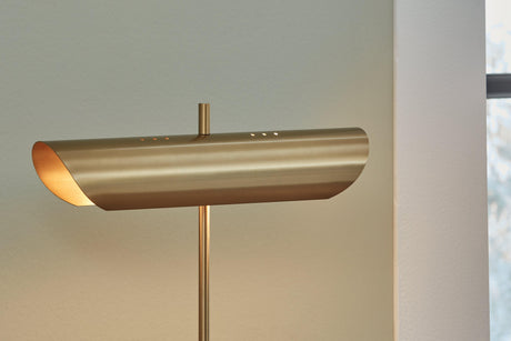 Rowleigh Gold Finish/White Desk Lamp by Ashley at Eve Furniture