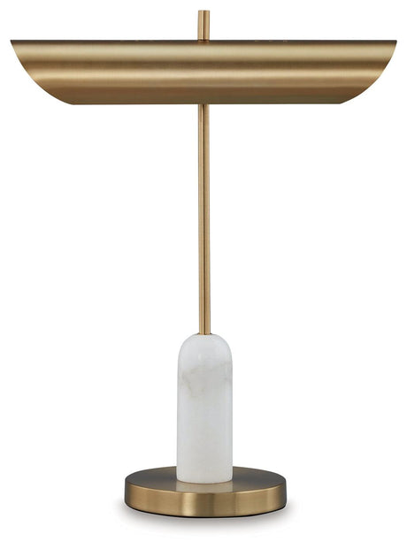 Rowleigh Gold Finish/White Desk Lamp by Ashley at Eve Furniture