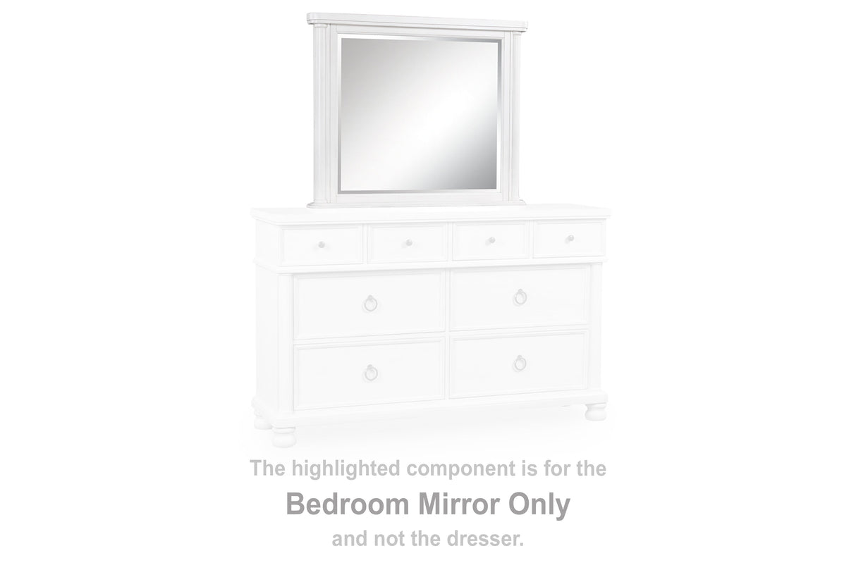 Rowlenstown Antique White Bedroom Mirror by Ashley at Eve Furniture