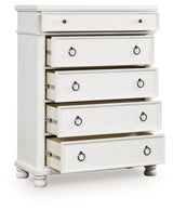 Rowlenstown Antique White Chest of Drawers by Ashley at Eve Furniture