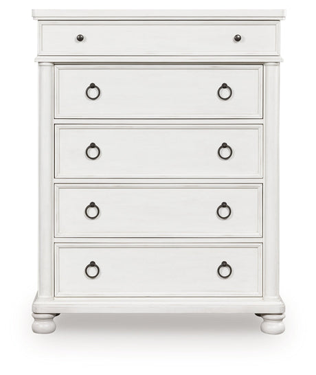 Rowlenstown Antique White Chest of Drawers by Ashley at Eve Furniture