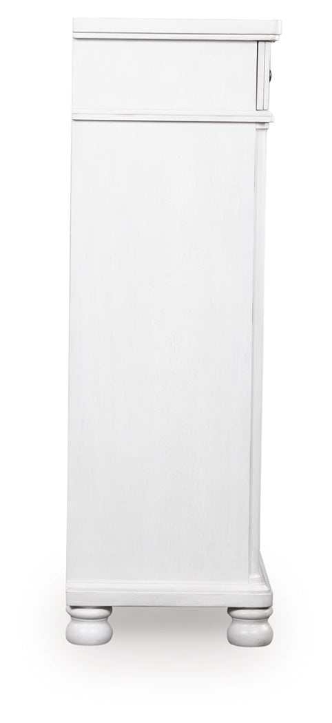 Rowlenstown Antique White Chest of Drawers by Ashley at Eve Furniture
