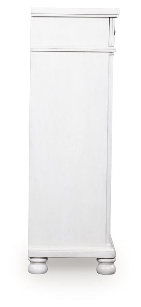 Rowlenstown Antique White Chest of Drawers by Ashley at Eve Furniture