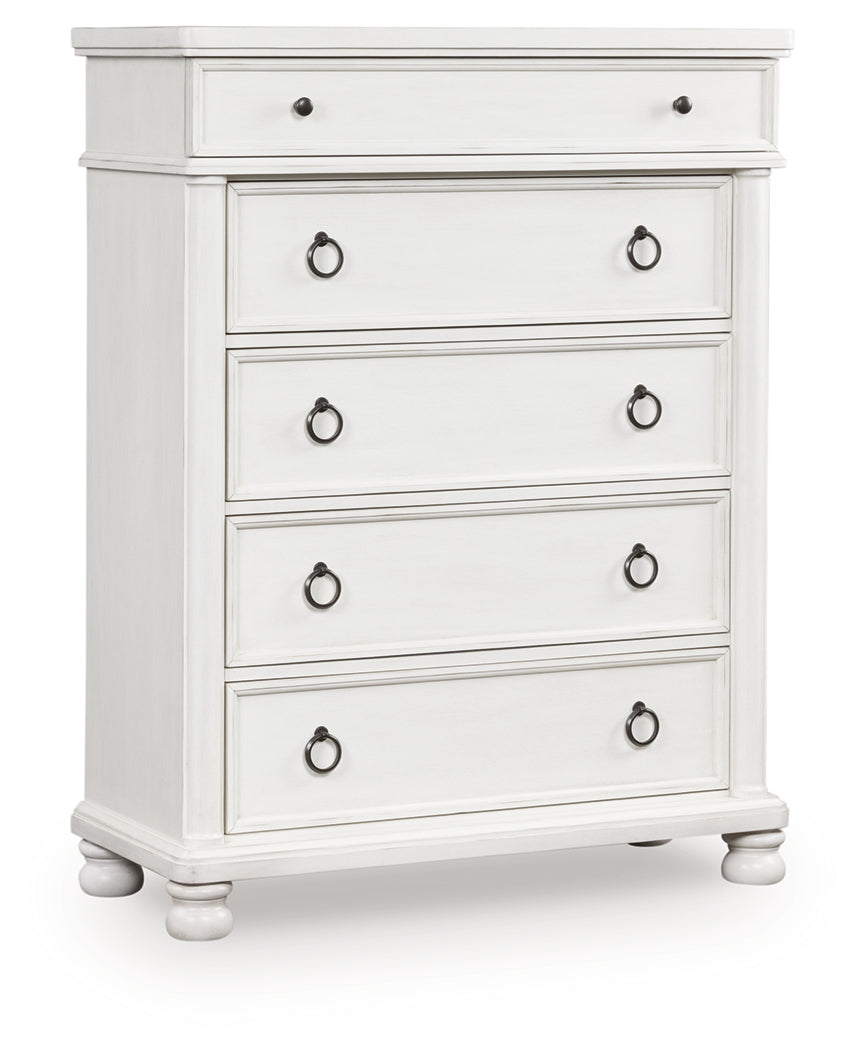 Rowlenstown Antique White Chest of Drawers by Ashley at Eve Furniture