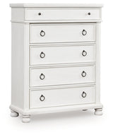 Rowlenstown Antique White Chest of Drawers by Ashley at Eve Furniture