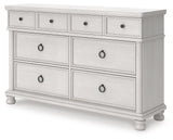 Rowlenstown Antique White Poster Bedroom Set by Ashley at Eve Furniture