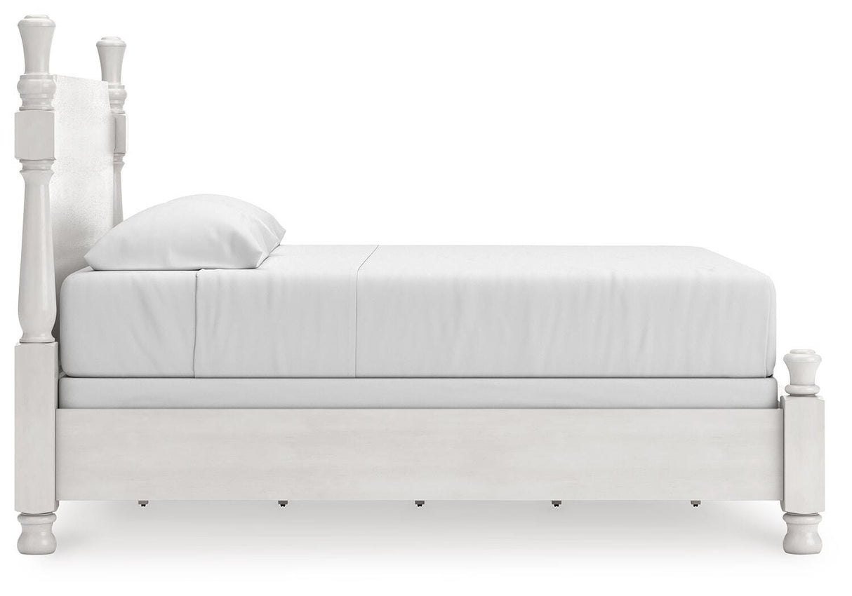 Rowlenstown Antique White Poster Bedroom Set by Ashley at Eve Furniture