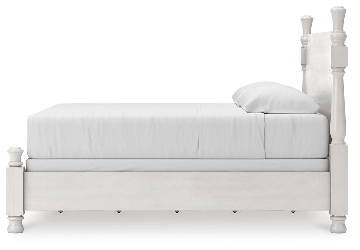 Rowlenstown Antique White Poster Bedroom Set by Ashley at Eve Furniture
