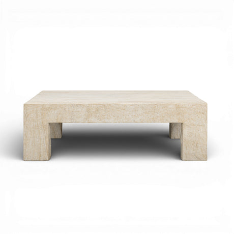 Roxanne 46" Faux Travertine Indoor/Outdoor Concrete Coffee Table by TOV Furniture at Eve Furniture