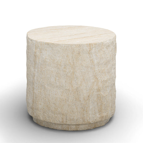 Roxanne Faux Travertine Indoor/Outdoor Concrete Side Table by TOV Furniture at Eve Furniture