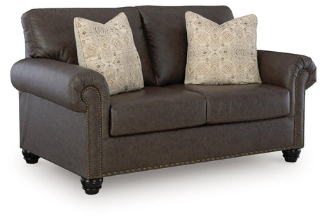 Roxmere Umber Loveseat by Ashley at Eve Furniture
