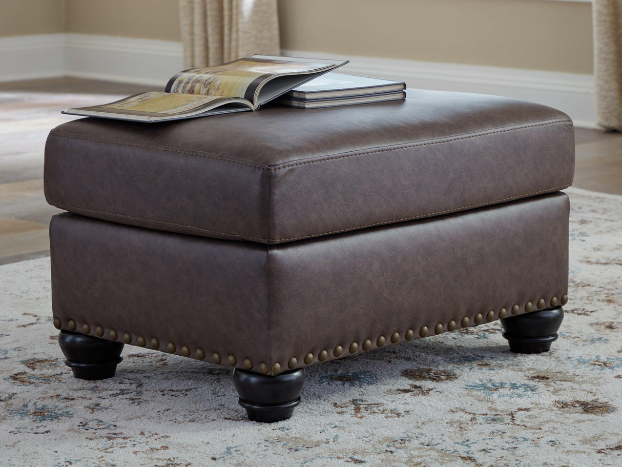 Roxmere Umber Ottoman by Ashley at Eve Furniture