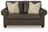 Roxmere Umber Loveseat by Ashley at Eve Furniture