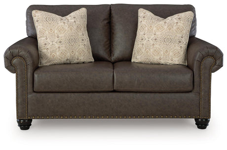 Roxmere Umber Loveseat by Ashley at Eve Furniture