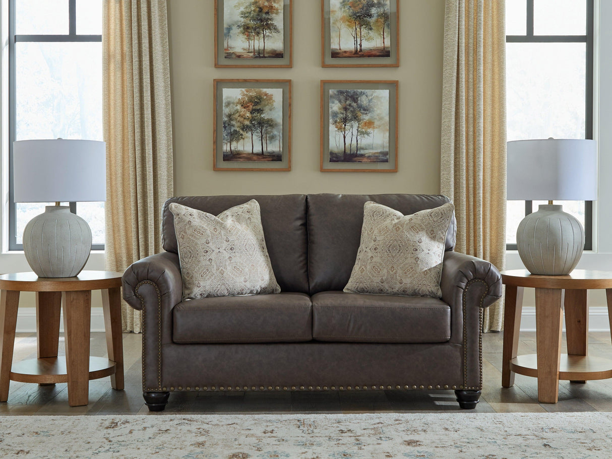 Roxmere Umber Loveseat by Ashley at Eve Furniture