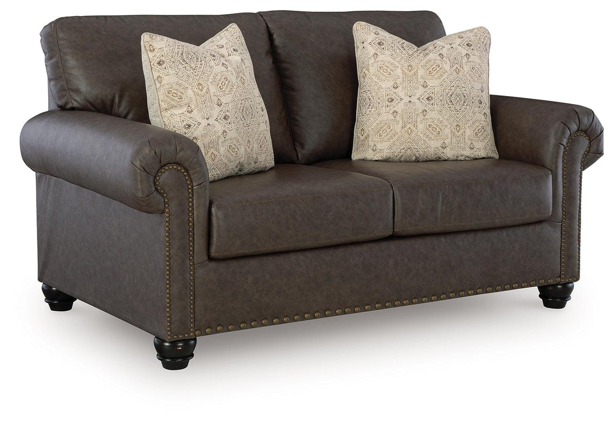 Roxmere Umber Loveseat by Ashley at Eve Furniture
