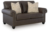 Roxmere Umber Loveseat by Ashley at Eve Furniture