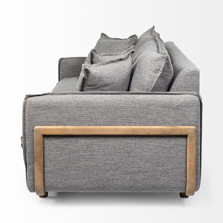 Roy I Castlerock Gray Upholstered Three Seater Sofa by Mercana at Eve Furniture