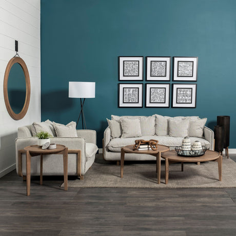 Roy I Frost Gray Upholstered Three Seater Sofa by Mercana at Eve Furniture
