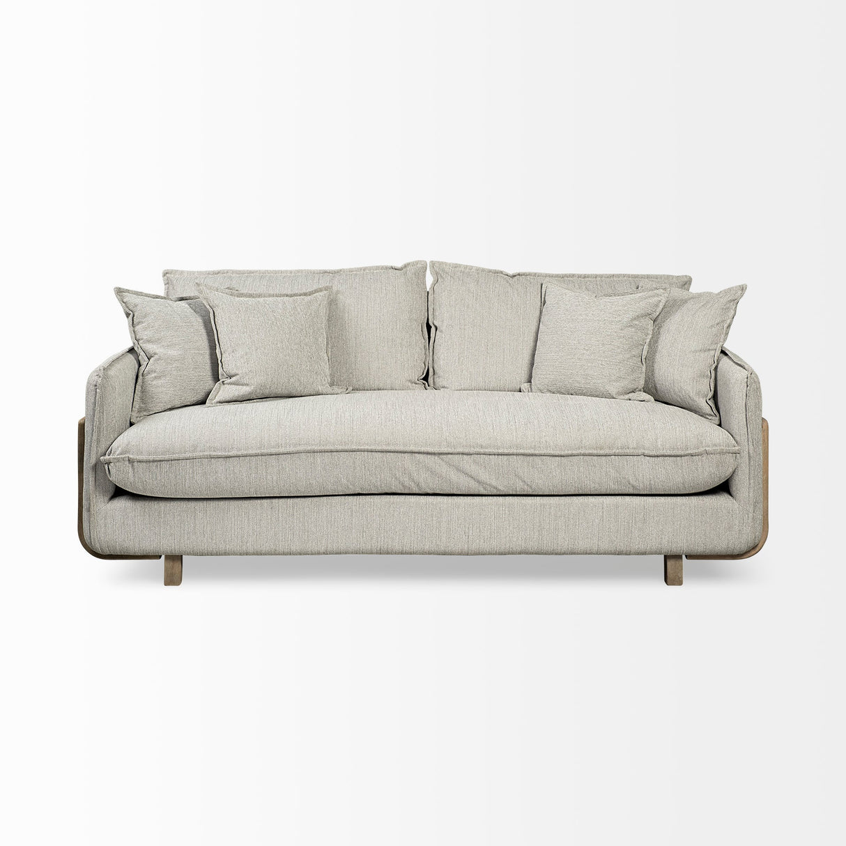 Roy I Frost Gray Upholstered Three Seater Sofa by Mercana at Eve Furniture