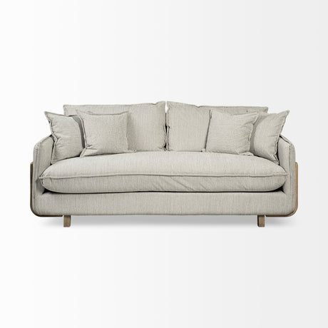 Roy I Frost Gray Upholstered Three Seater Sofa by Mercana at Eve Furniture