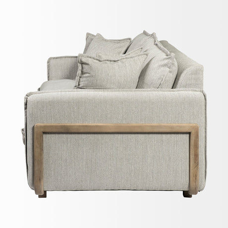 Roy I Frost Gray Upholstered Three Seater Sofa by Mercana at Eve Furniture
