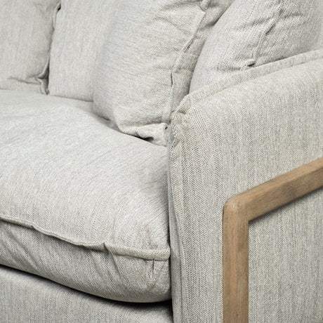 Roy I Frost Gray Upholstered Three Seater Sofa by Mercana at Eve Furniture