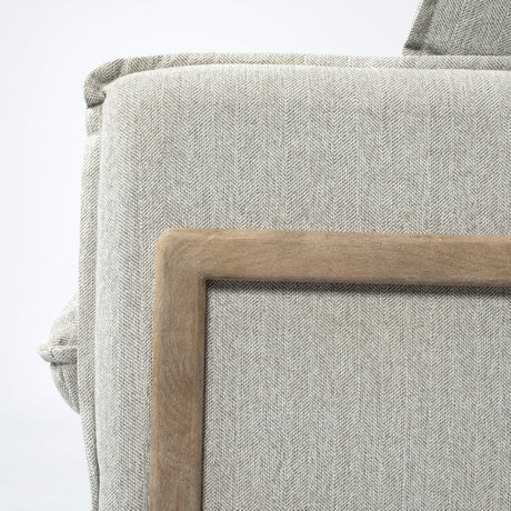 Roy I Frost Gray Upholstered Three Seater Sofa by Mercana at Eve Furniture
