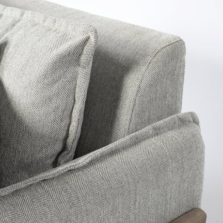 Roy I Frost Gray Upholstered Three Seater Sofa by Mercana at Eve Furniture