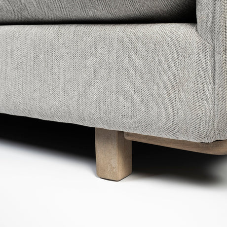 Roy I Frost Gray Upholstered Three Seater Sofa by Mercana at Eve Furniture