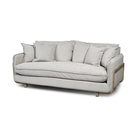 Roy I Frost Gray Upholstered Three Seater Sofa by Mercana at Eve Furniture