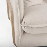 Roy II Beige Upholstered and Brown Wood Frame Arm Chair by Mercana at Eve Furniture