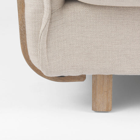 Roy II Beige Upholstered and Brown Wood Frame Arm Chair by Mercana at Eve Furniture