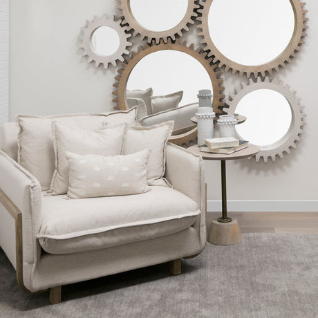 Roy II Beige Upholstered and Brown Wood Frame Arm Chair by Mercana at Eve Furniture
