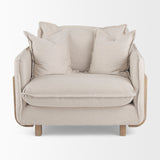 Roy II Beige Upholstered and Brown Wood Frame Arm Chair by Mercana at Eve Furniture