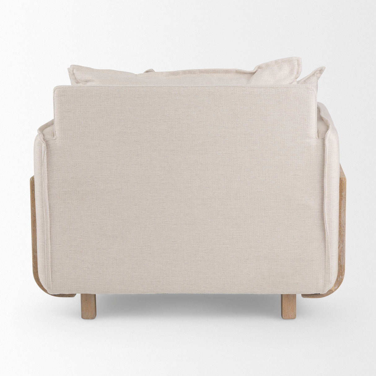 Roy II Beige Upholstered and Brown Wood Frame Arm Chair by Mercana at Eve Furniture