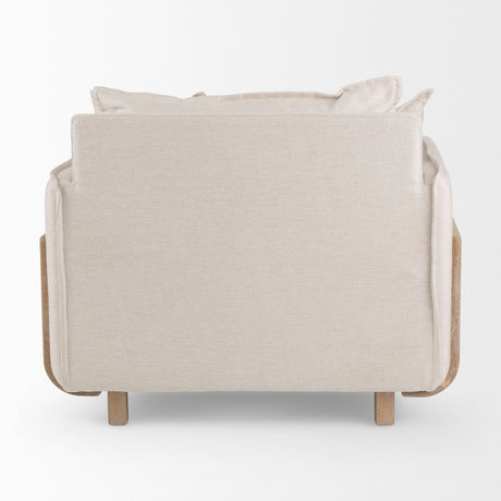 Roy II Beige Upholstered and Brown Wood Frame Arm Chair by Mercana at Eve Furniture