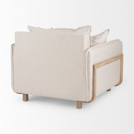 Roy II Beige Upholstered and Brown Wood Frame Arm Chair by Mercana at Eve Furniture
