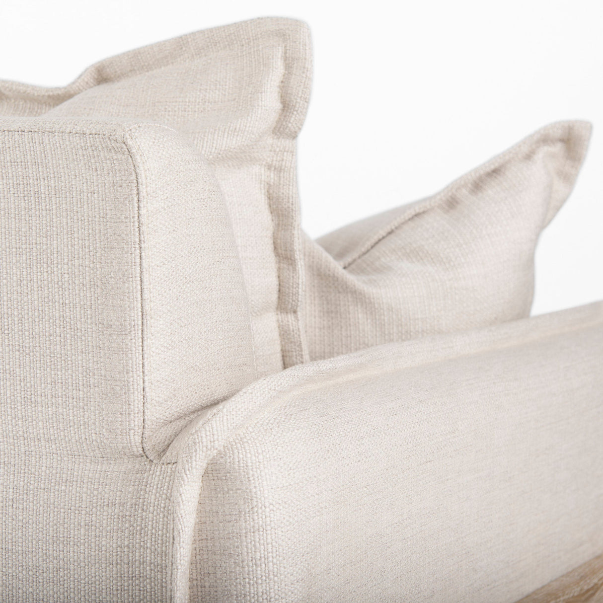 Roy II Beige Upholstered and Brown Wood Frame Arm Chair by Mercana at Eve Furniture